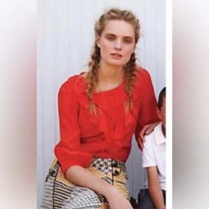 Anthropologie Maeve Pleated Ruffle Blouse